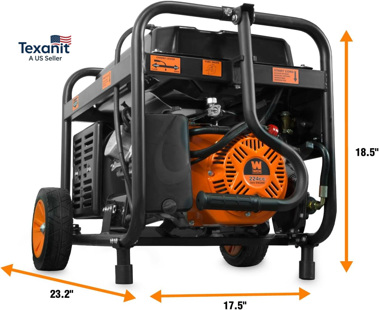 WEN 4750W Dual Fuel Portable Generator Electric Start Wheel Kit 120V 240V