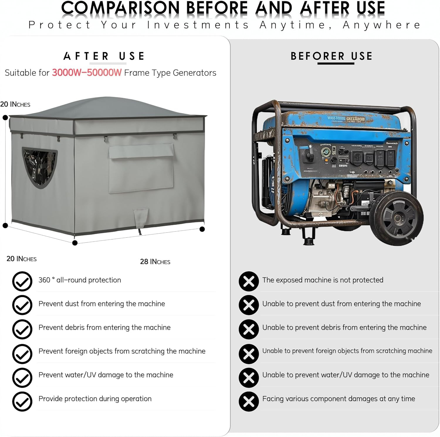 Generator Tent with Bracket, Generator Covers While Running, Waterproof Heavy