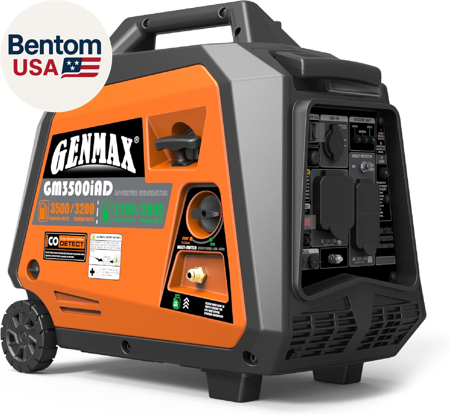 Portable Generator, 3500W Super Quiet Gas or Propane Powered Engine with Paralle