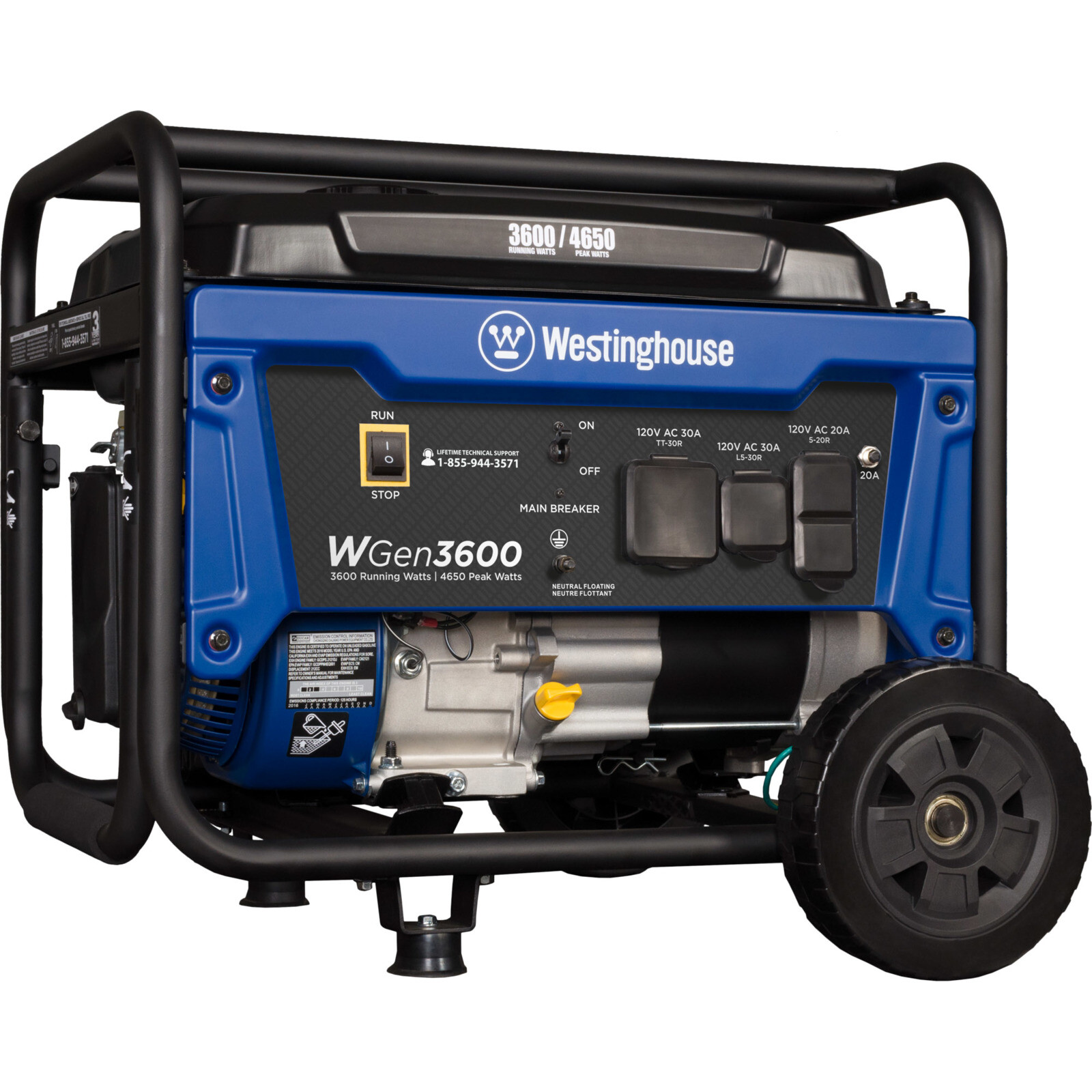 Westinghouse 4,650-W Quiet Portable RV Ready Gas Powered Generator w/ Wheel Kit