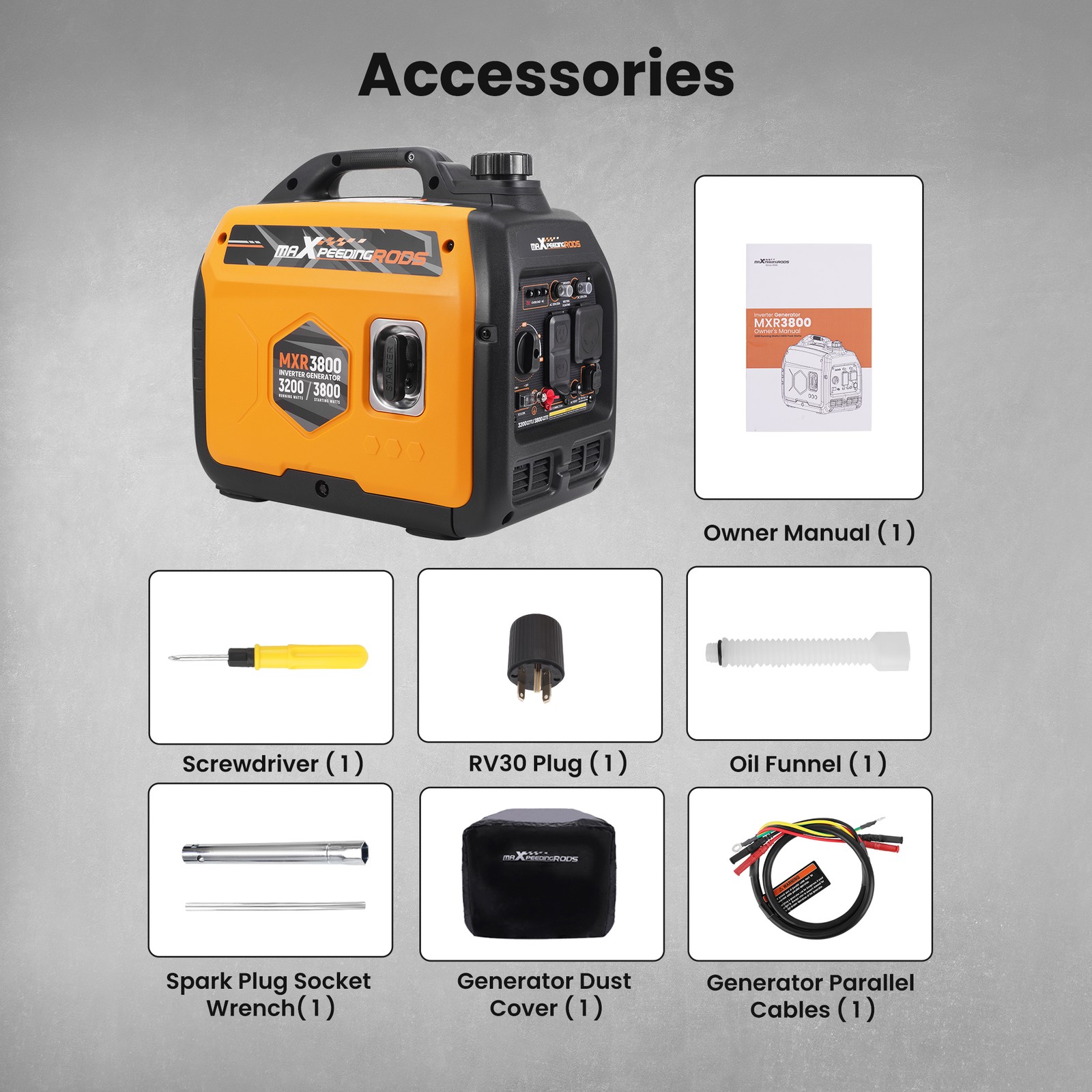 Portable 3200W Inverter Generator 58dB Low Noise Perfect for RV Trips Tailgating
