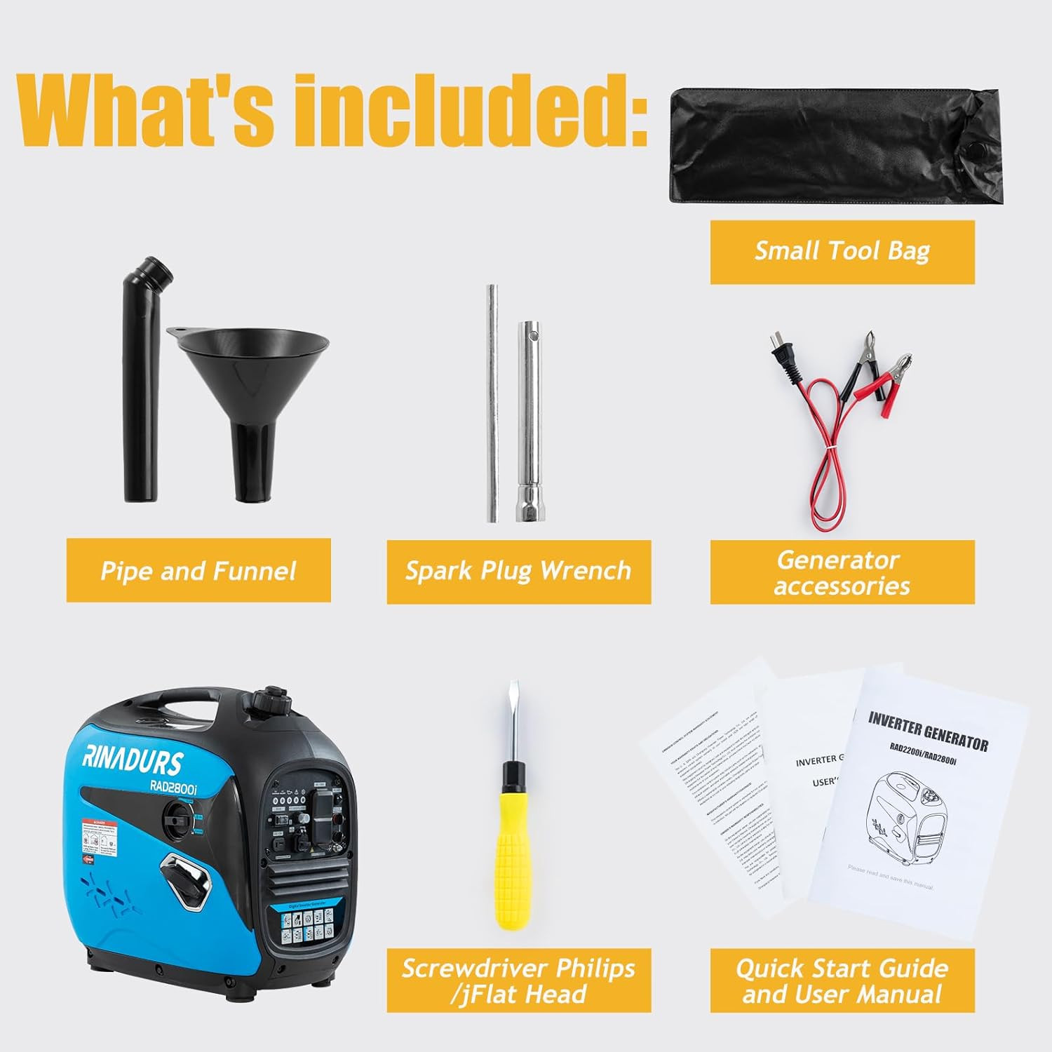 2800 Watt Inverter Generator, Quiet and Portable, Suitable for Home Backup Power