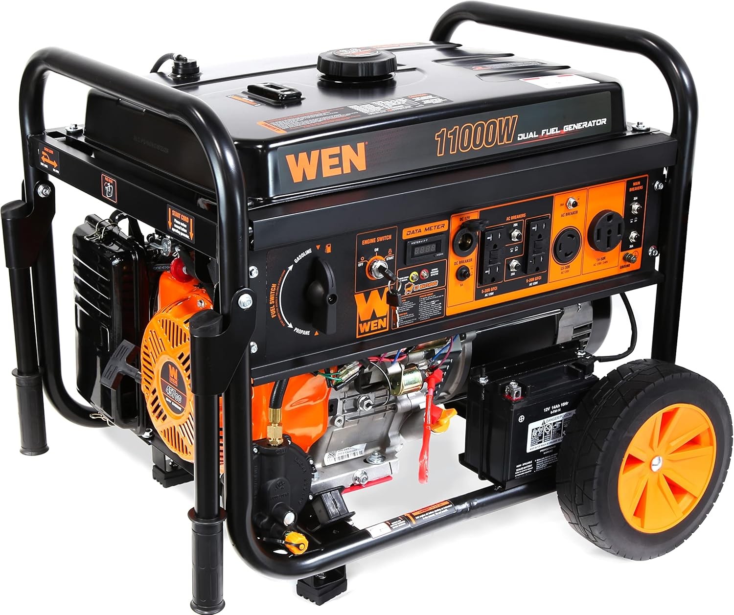 WEN 11,000-W Hybrid Portable Dual Fuel Generator with Electric Start, CO Sensor