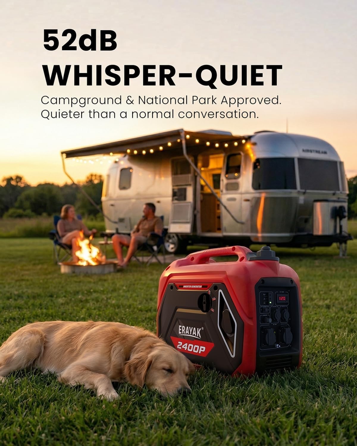 2400W Portable Inverter Generator for Home Use, Super Quiet Small Generator for