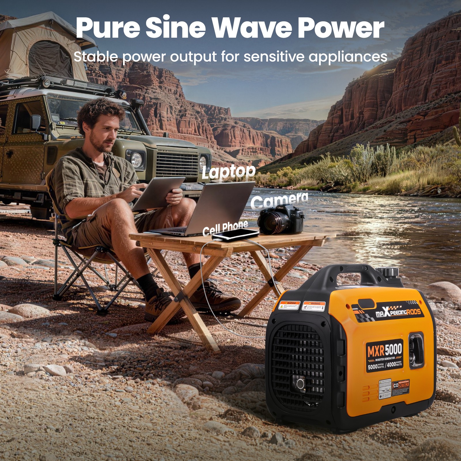 5000W Peak Recoil Start Generator – 60dB Quiet for Outdoor Weddings & Parties