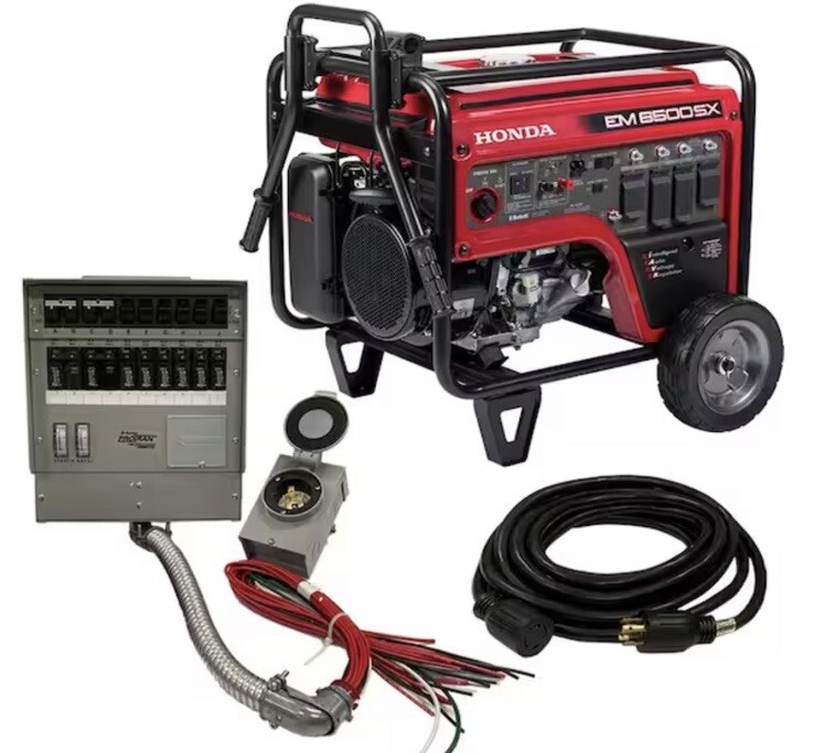 Honda EM6500SXK2AN 6500W 120/240V Generator With Reliance Transfer Switch Kit