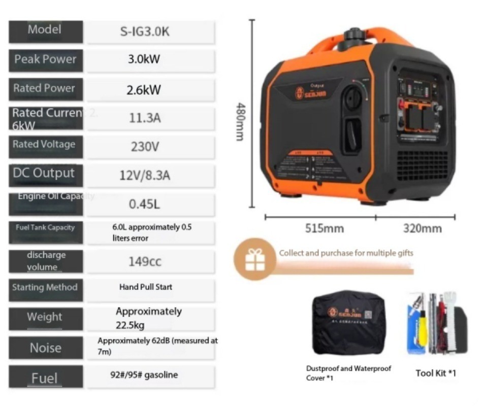 Silent 220v High Power Small Portable Mobile Electric/remote Start Generator