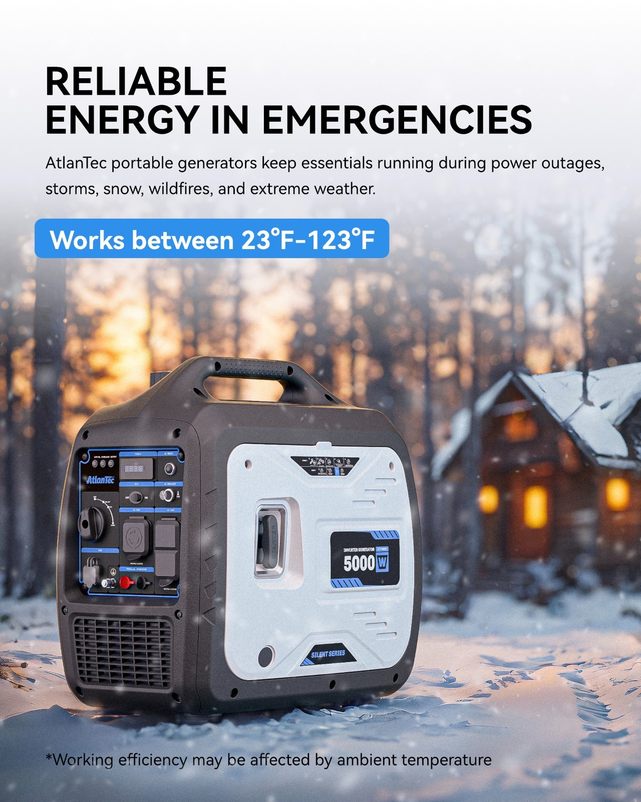 5000 Watt Portable Inverter Generator Gas Powered Super Quiet for RV and Camping