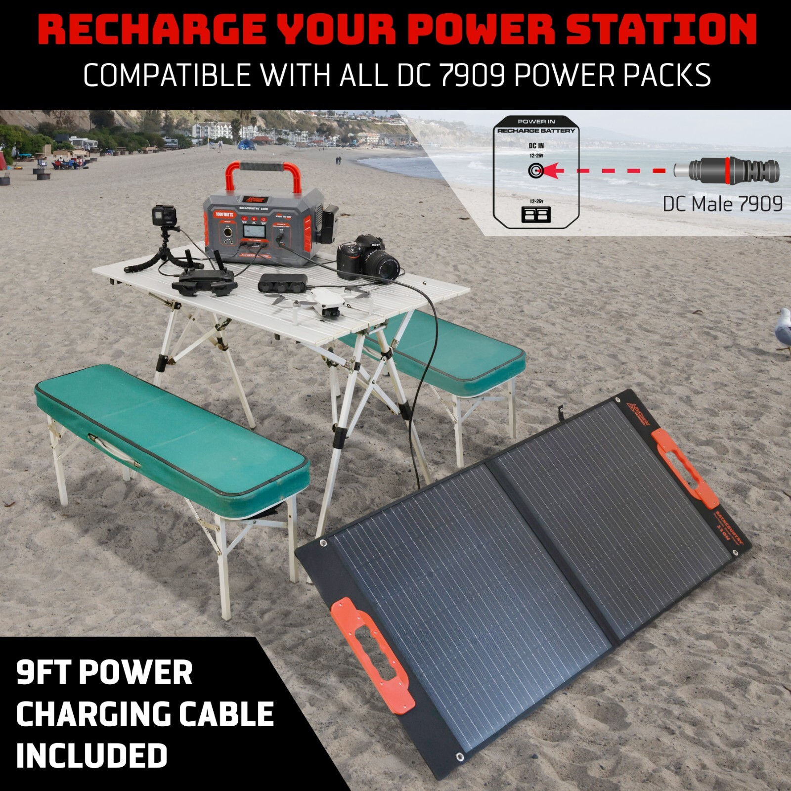 GoSports Outdoors Backcountry 110W IP65 Water-Resistant Portable Solar Panel