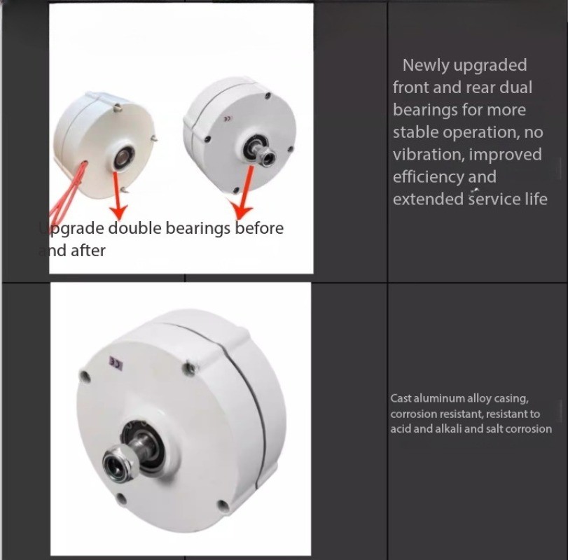 100W, 200W, 12V, 24V Permanent Magnet Three-Phase Brushless AC Generator