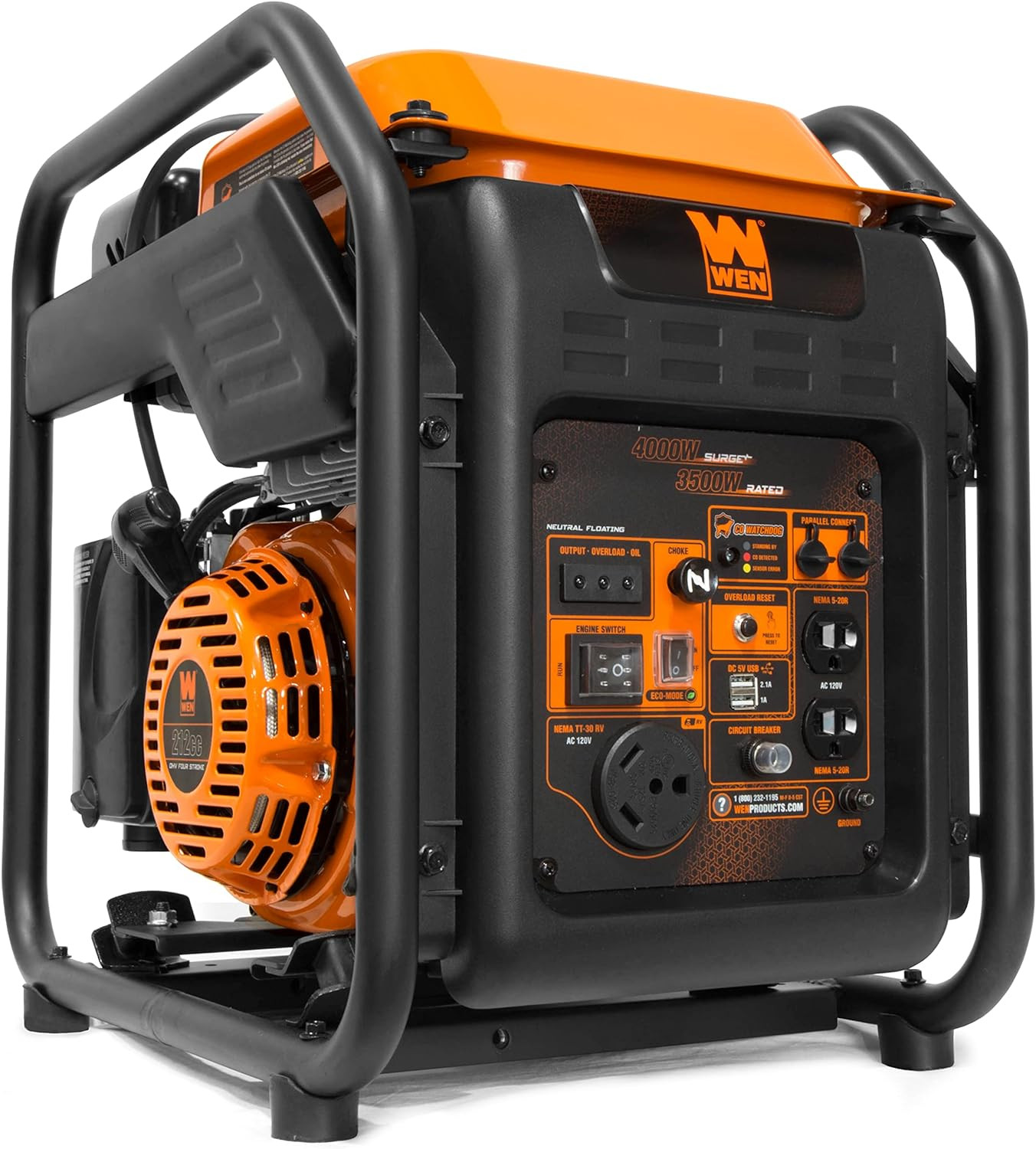 WEN Gn400Ix Rv-Ready 4000-Watt Open Frame Inverter Generator with CO Shutdown Se