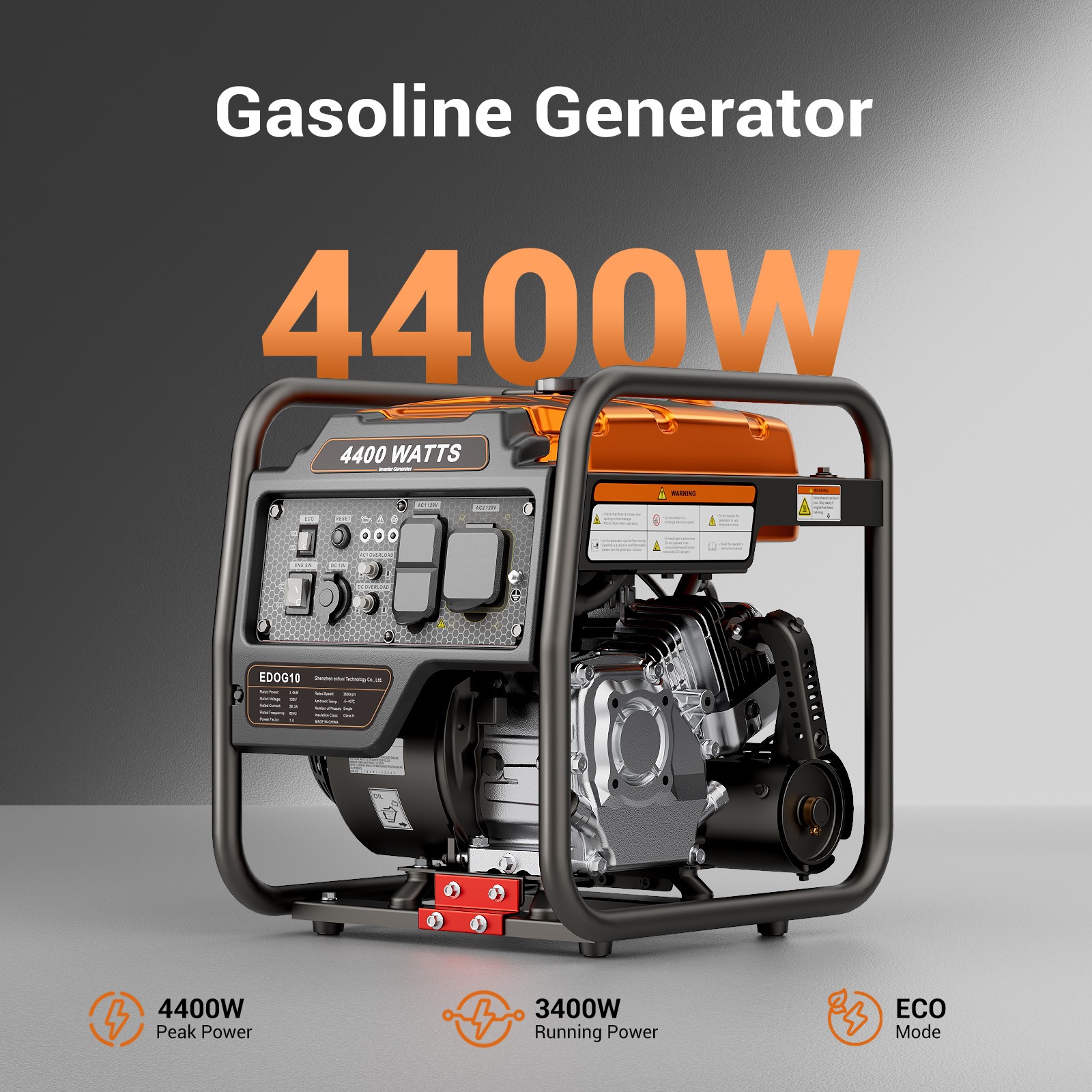 Efurden 4400W Portable Inverter Generator Gasoline Generator for Emergency Power