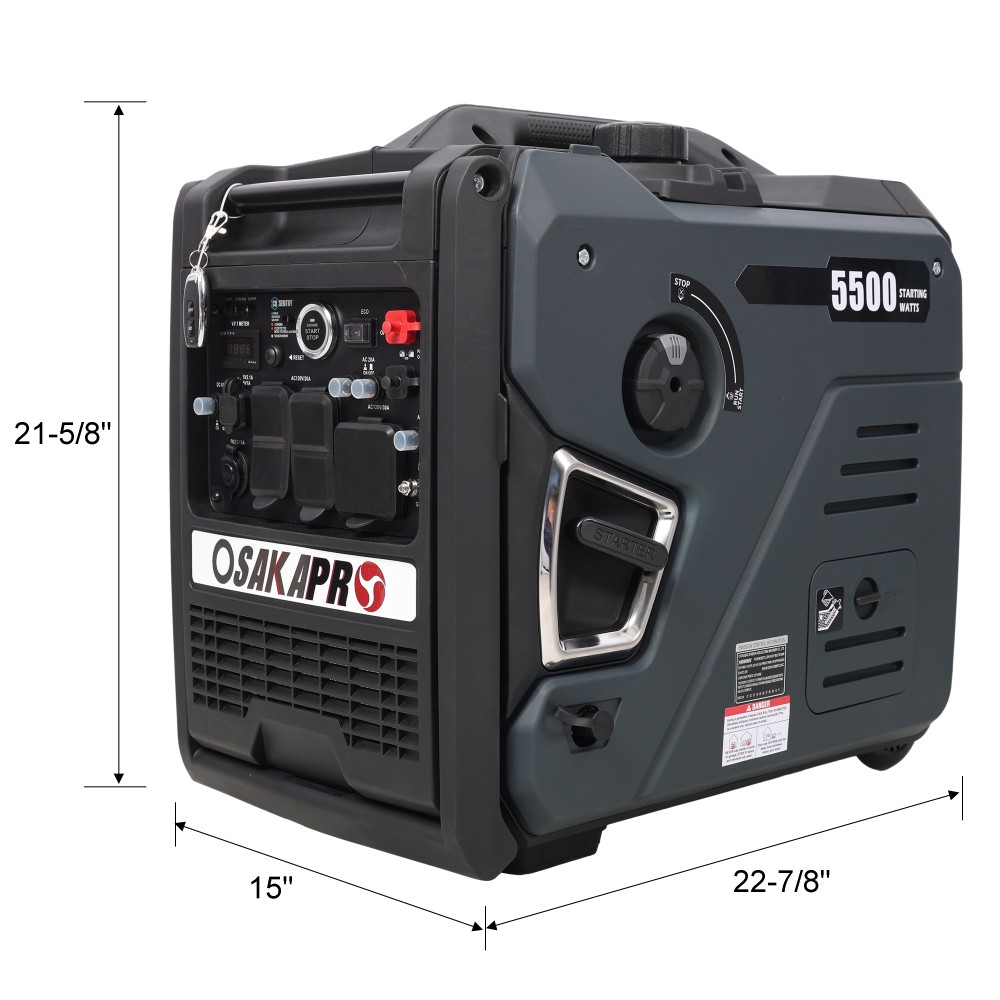5500W Dual Fuel Inverter Generator w/ Remote Start, CO Sensor & Wheels