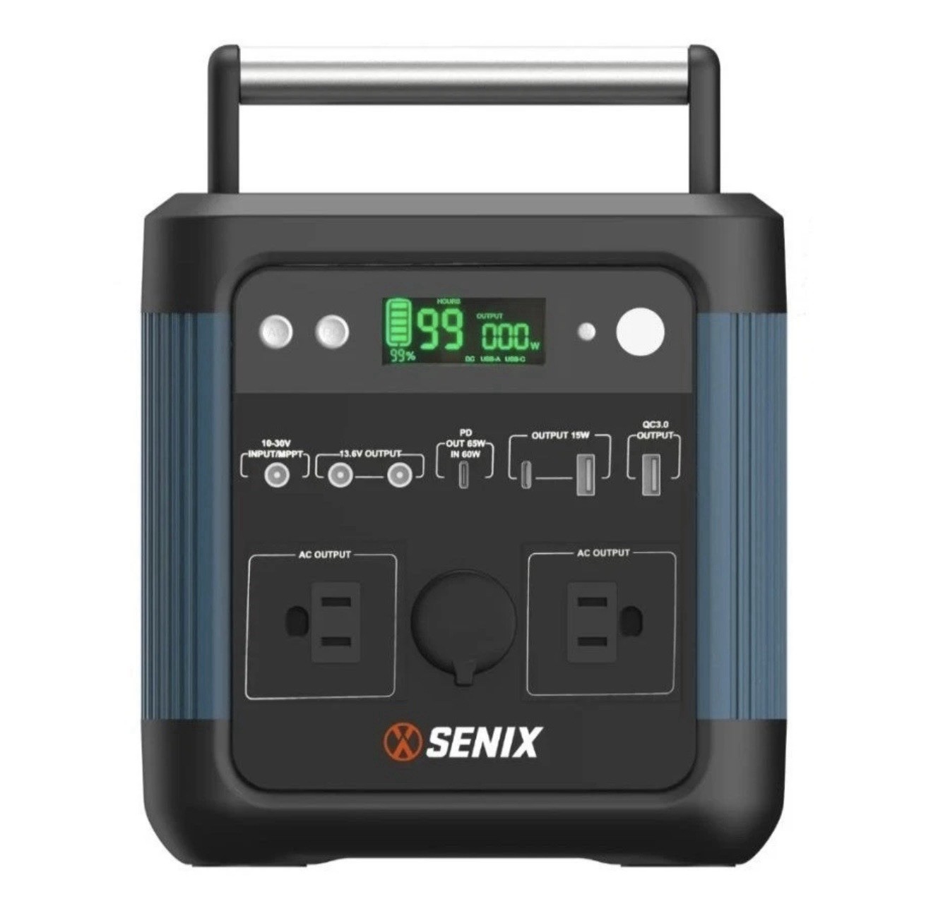 Senix PS600 600W/1200W Peak Portable Power Station 518Wh Pure Sine Wave AC/DC