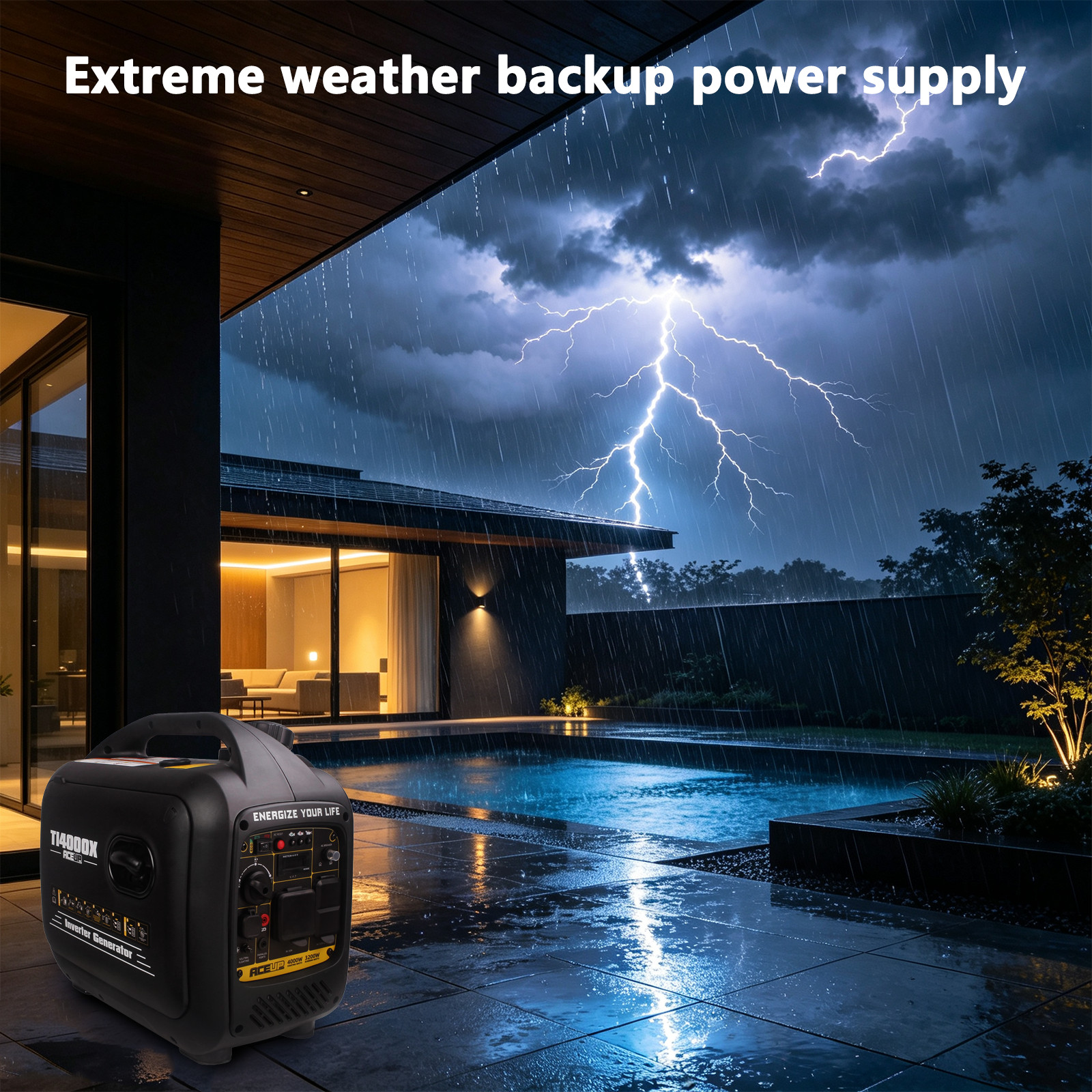 4000 Watt Inverter Generator Portable Quiet for RV 3200W Rated Aceup Energy