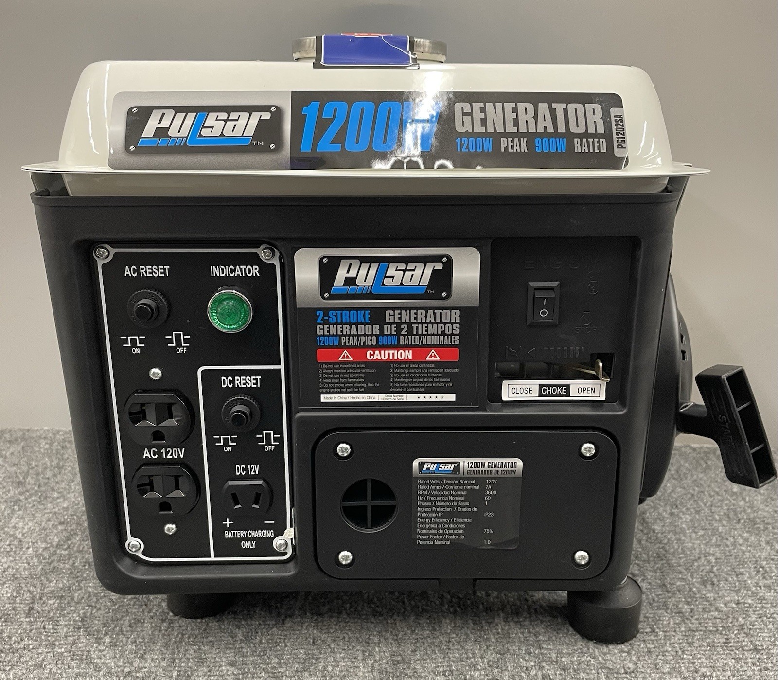 Pulsar 1,200W Carrying Handle, PG1202SA Gas-Powered Portable Generator, New/Open