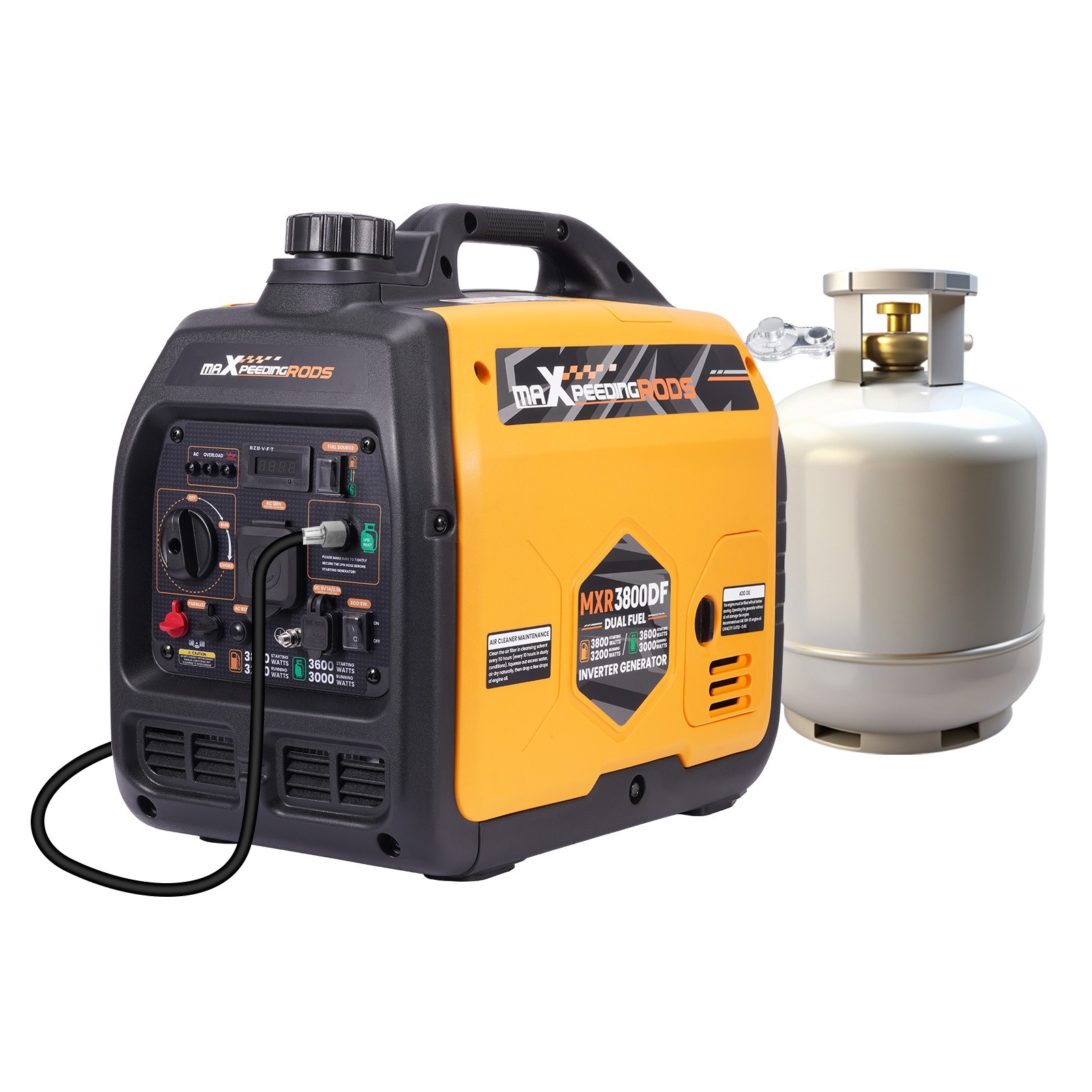 Dual Fuel Inverter Generator 3800W Peak Gas 3600W Peak LPG for Extreme Weather