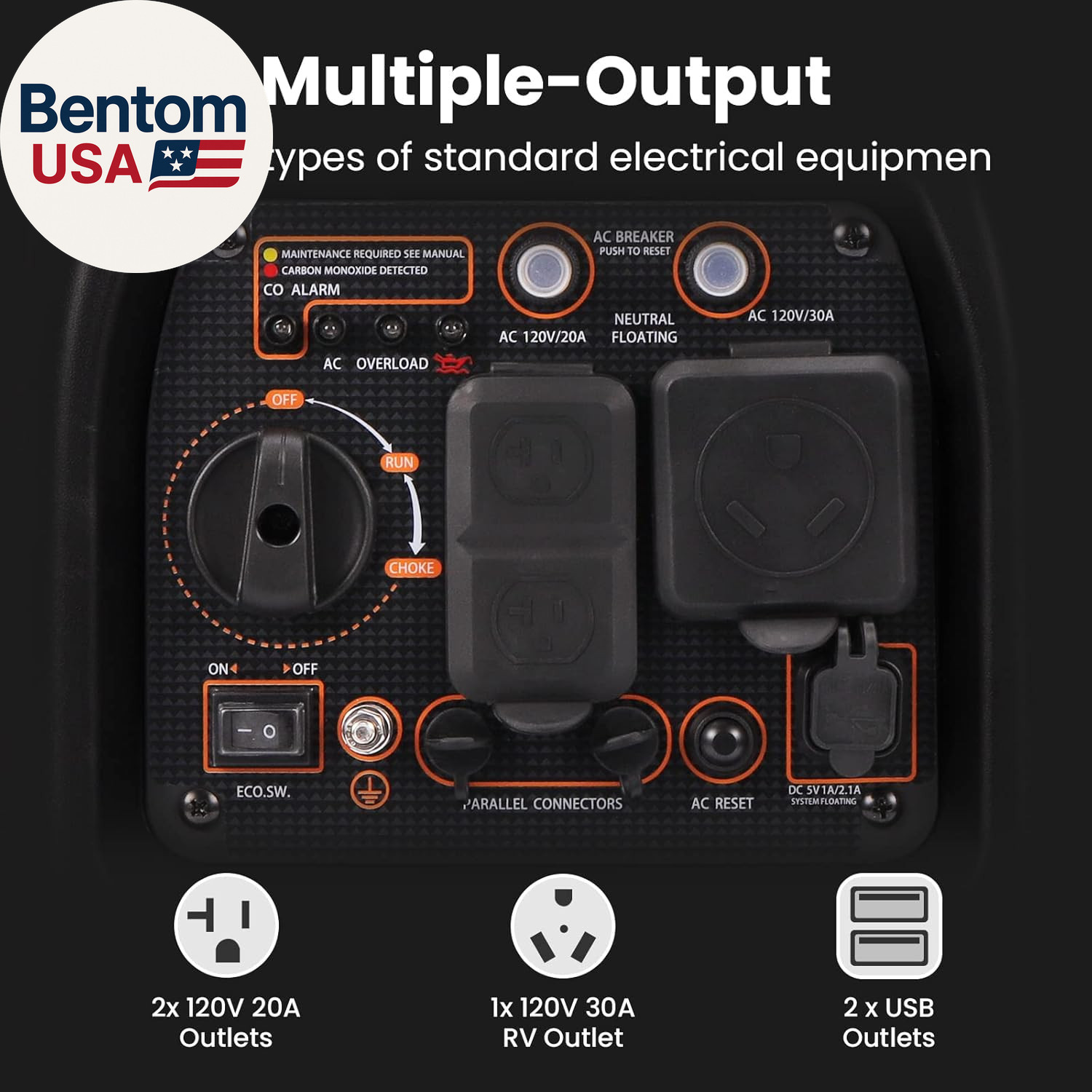 3500 Watt Portable Inverter Generator Gas Powered, EPA Compliant, Compact and Li
