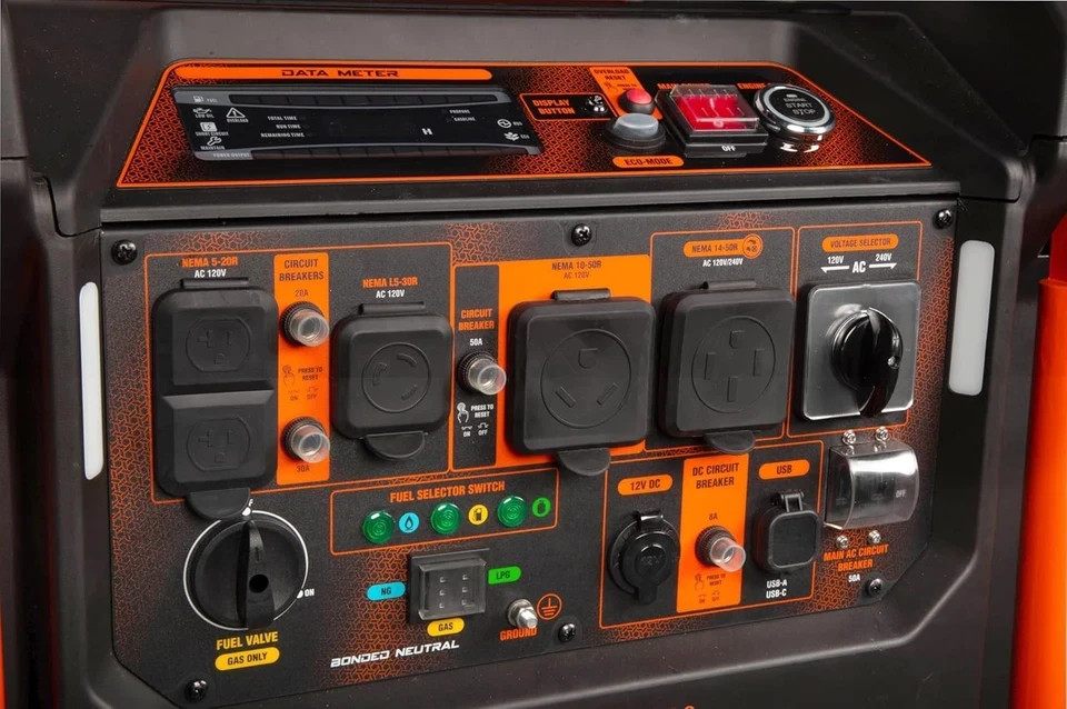 WEN 13000-W Quiet Portable Tri-Fuel Inverter Generator, Electric Start CO Sensor