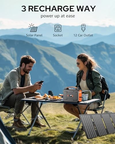 Portable Power Station Bank 146Wh 146Wh/100W Solar Generators(Black & Orange)