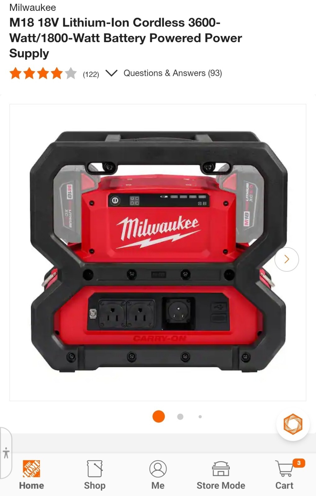 ⭐️NEW⭐️ Milwaukee M18 3600 Watt Battery Powered Power Supply 2845-20