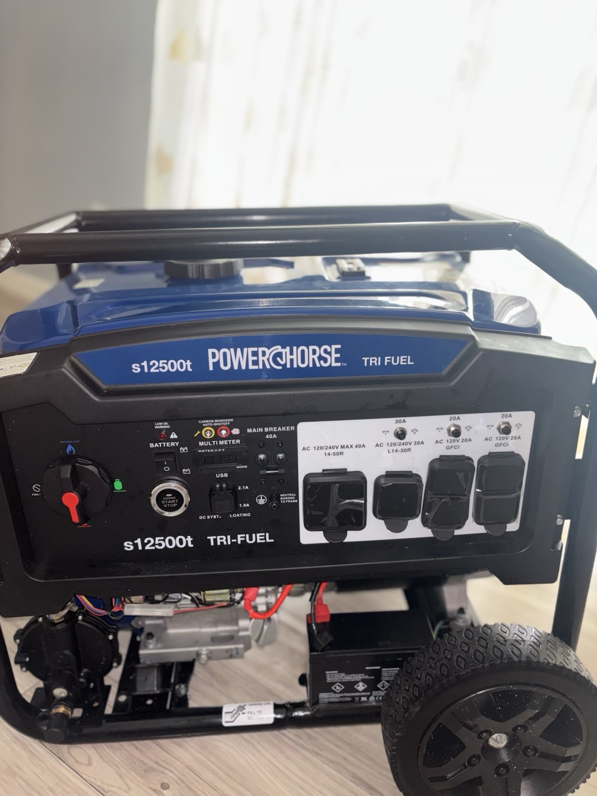Powerhorse Portable Tri-Fuel Generator with Electric Start, 12,500 Watts