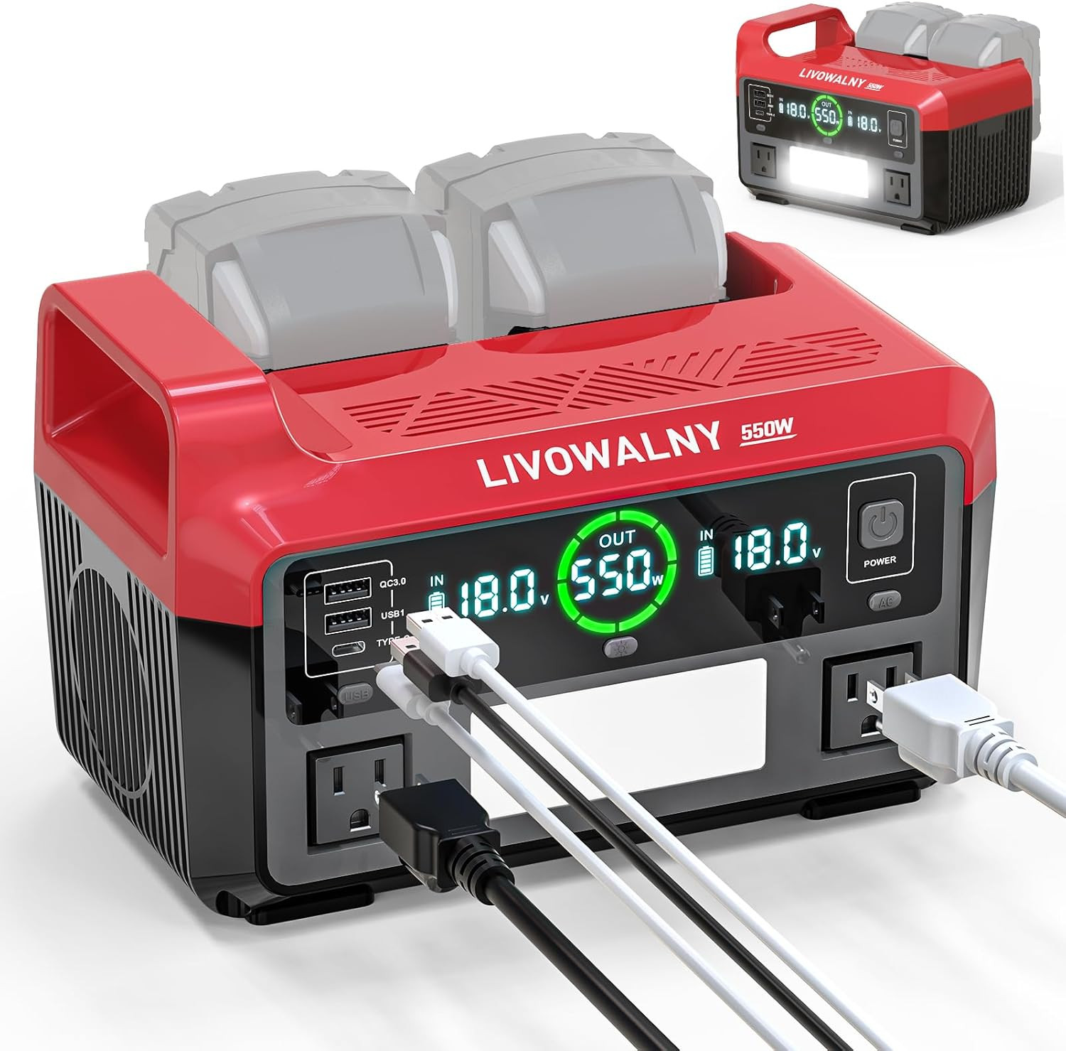 550W Power Station Compatible with Milwaukee: Portable Generator DC 18V to AC 1