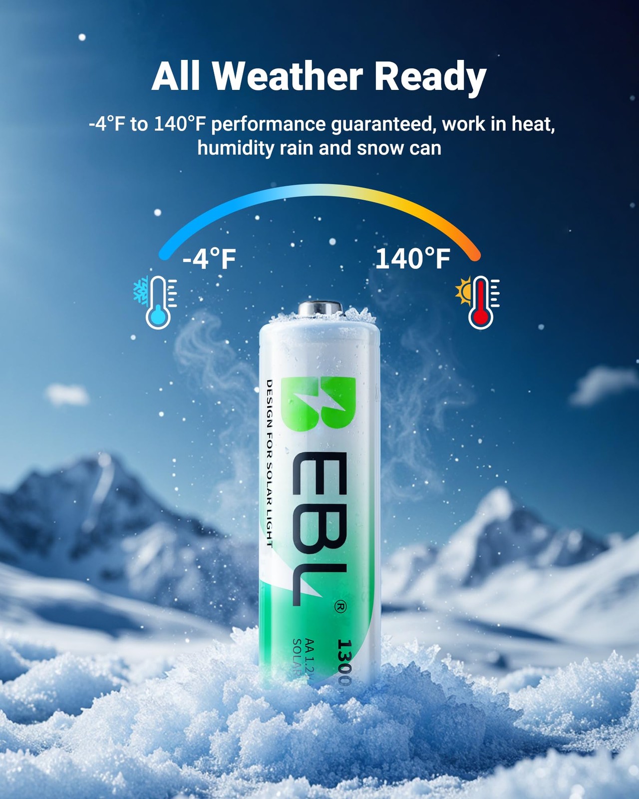EBL Solar AA Battery Rechargeable Batteries for Outdoor 12 Count