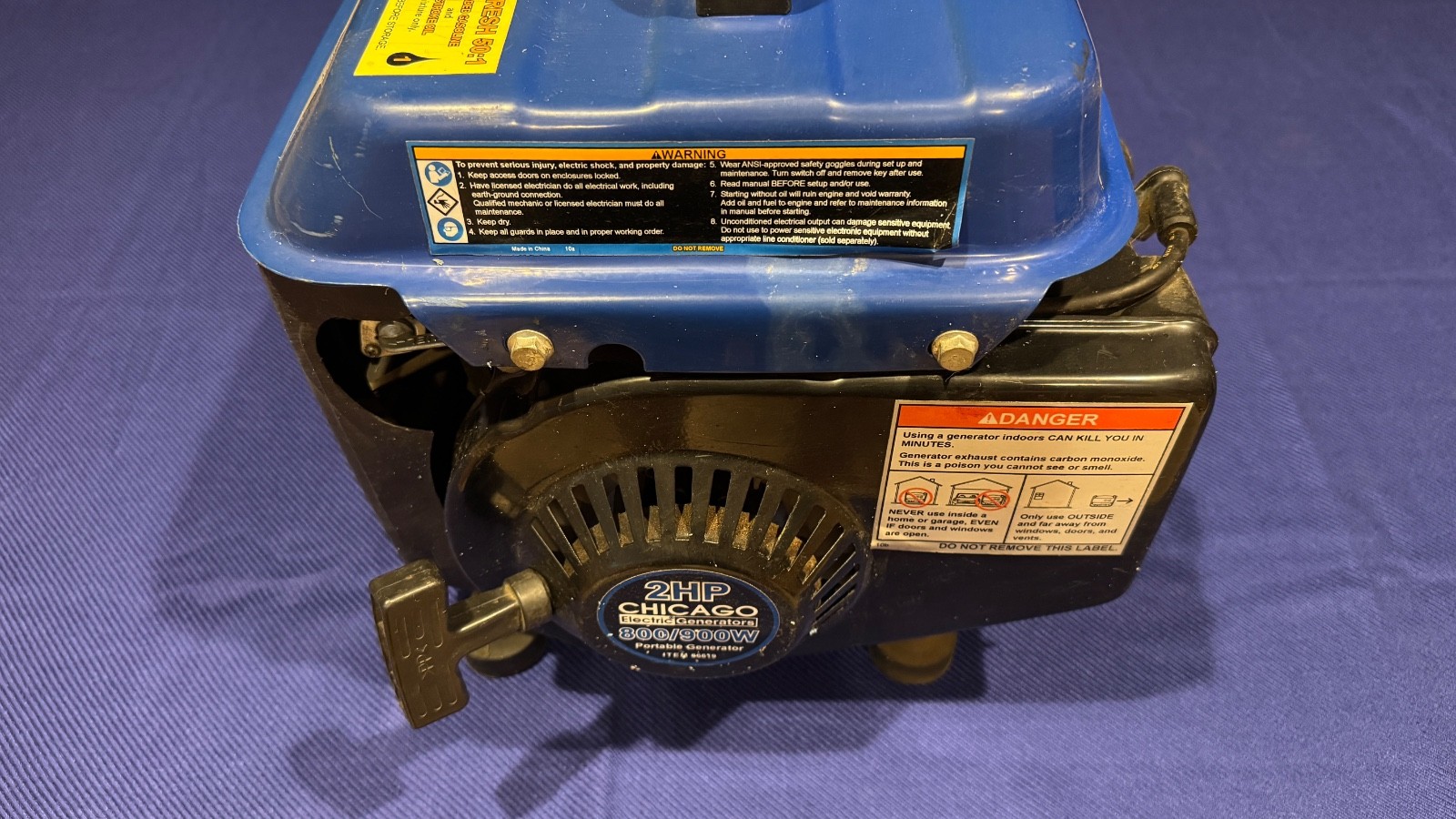 Chicago Electric 800W Portable Generator 900W Max – Used Item 66619
