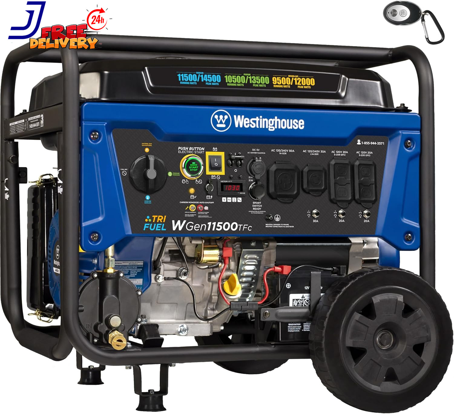 14500 Peak Watt Tri-Fuel Home Backup Portable Generator Remote Electric Start NE