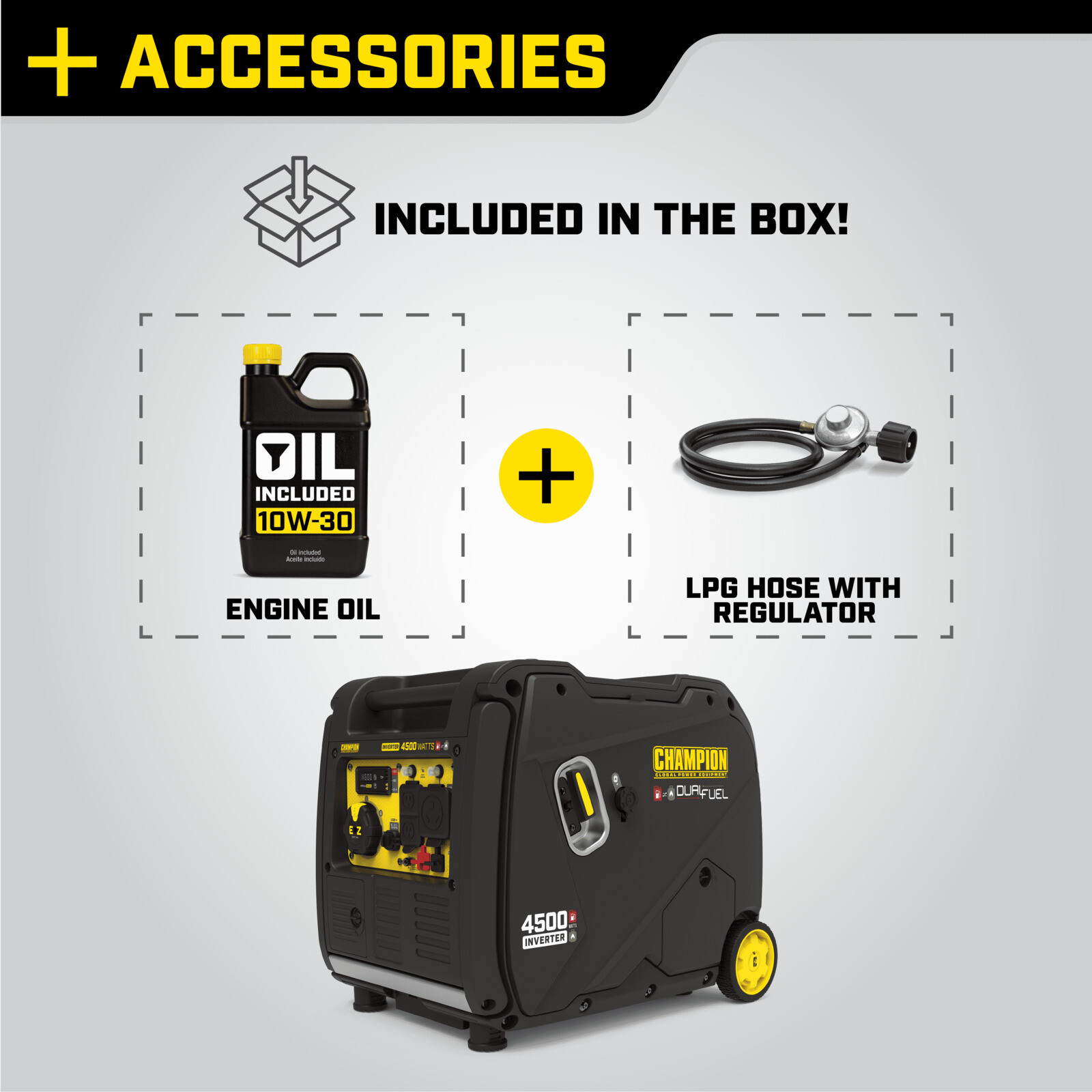 Champion 4,500-W Portable Hybrid Dual Fuel Inverter Generator w/ Electric Start