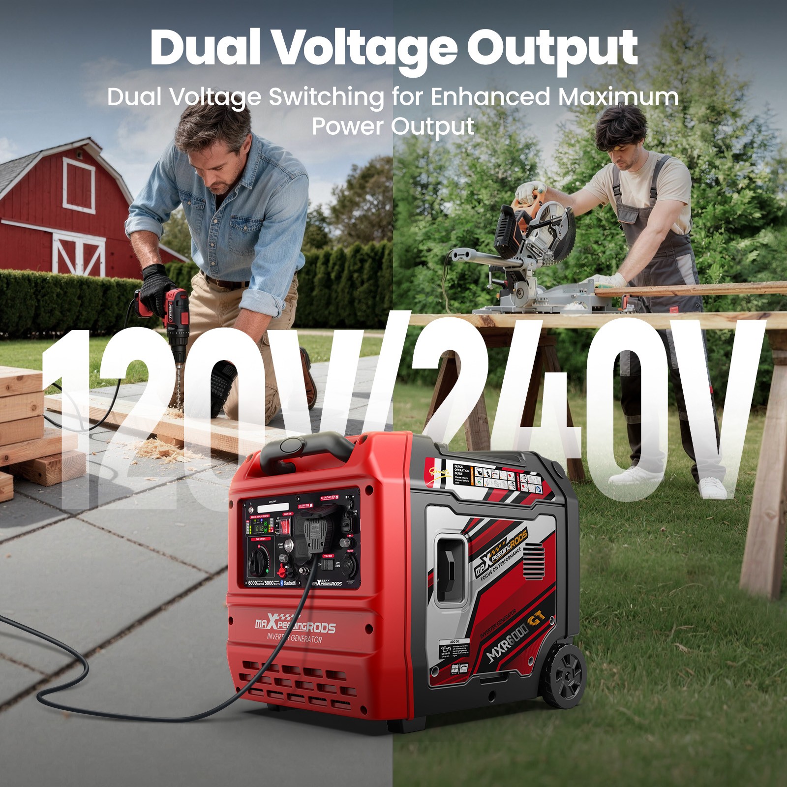 Gasoline Inverter Generator 6KW for Powering Appliances 120V/240V APP Start