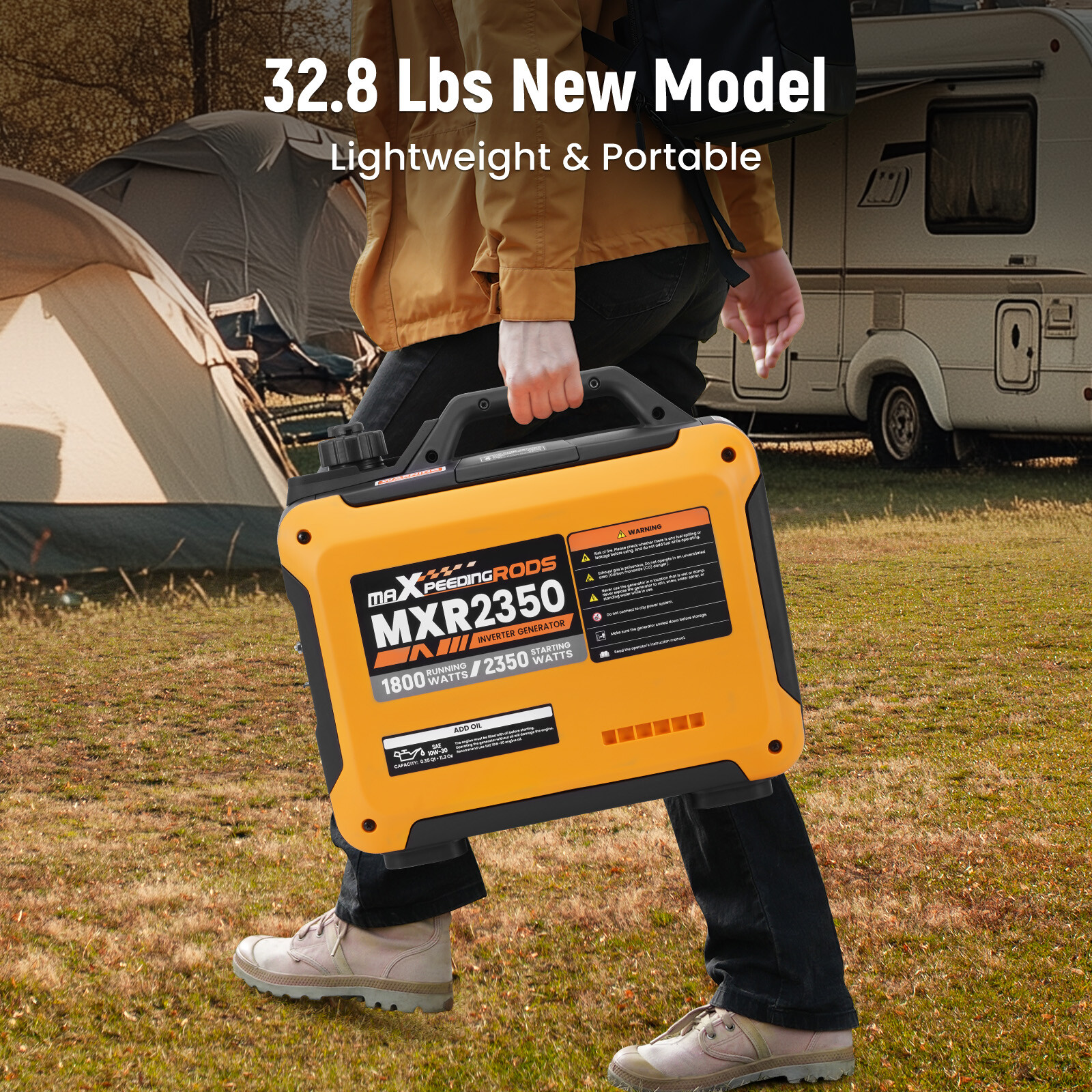 Gas Powered Generator 1800W Portable Quiet 58dB ECO Mode For RV Camping