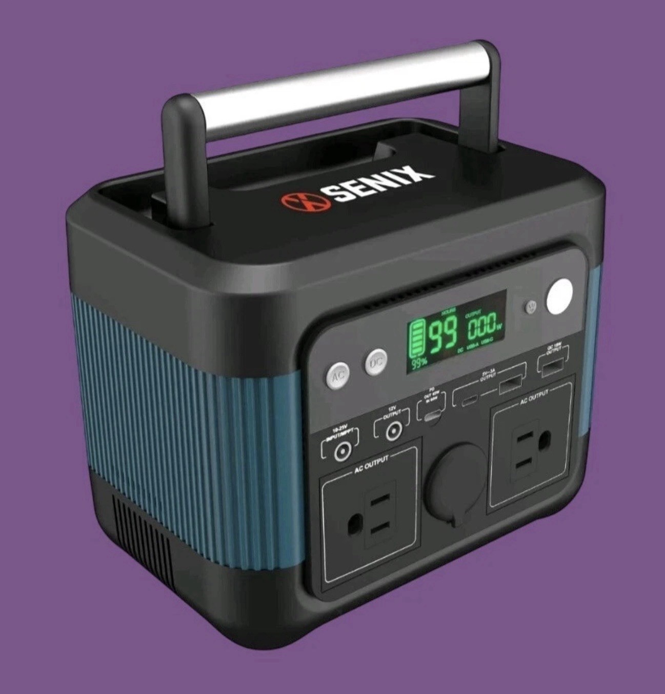 Senix PS600 600W/1200W Peak Portable Power Station 518Wh Pure Sine Wave AC/DC