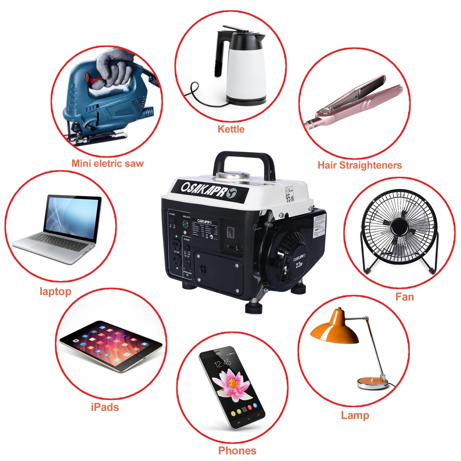 US Stock Gas Powered Generator Portable Generator Outdoor generator 95 Low Noise
