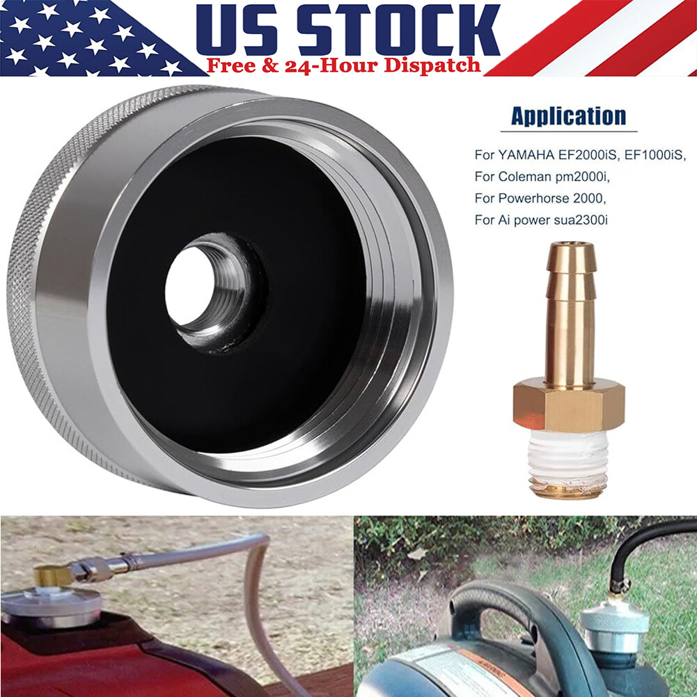 Aluminum Extended Run Fuel Gas Cap w/ Brass Hose For Yamaha EF2000is EF1000is US