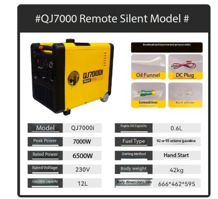 Gasoline Generator Silent 4500-watt New Energy Charging 16A Fast Charging
