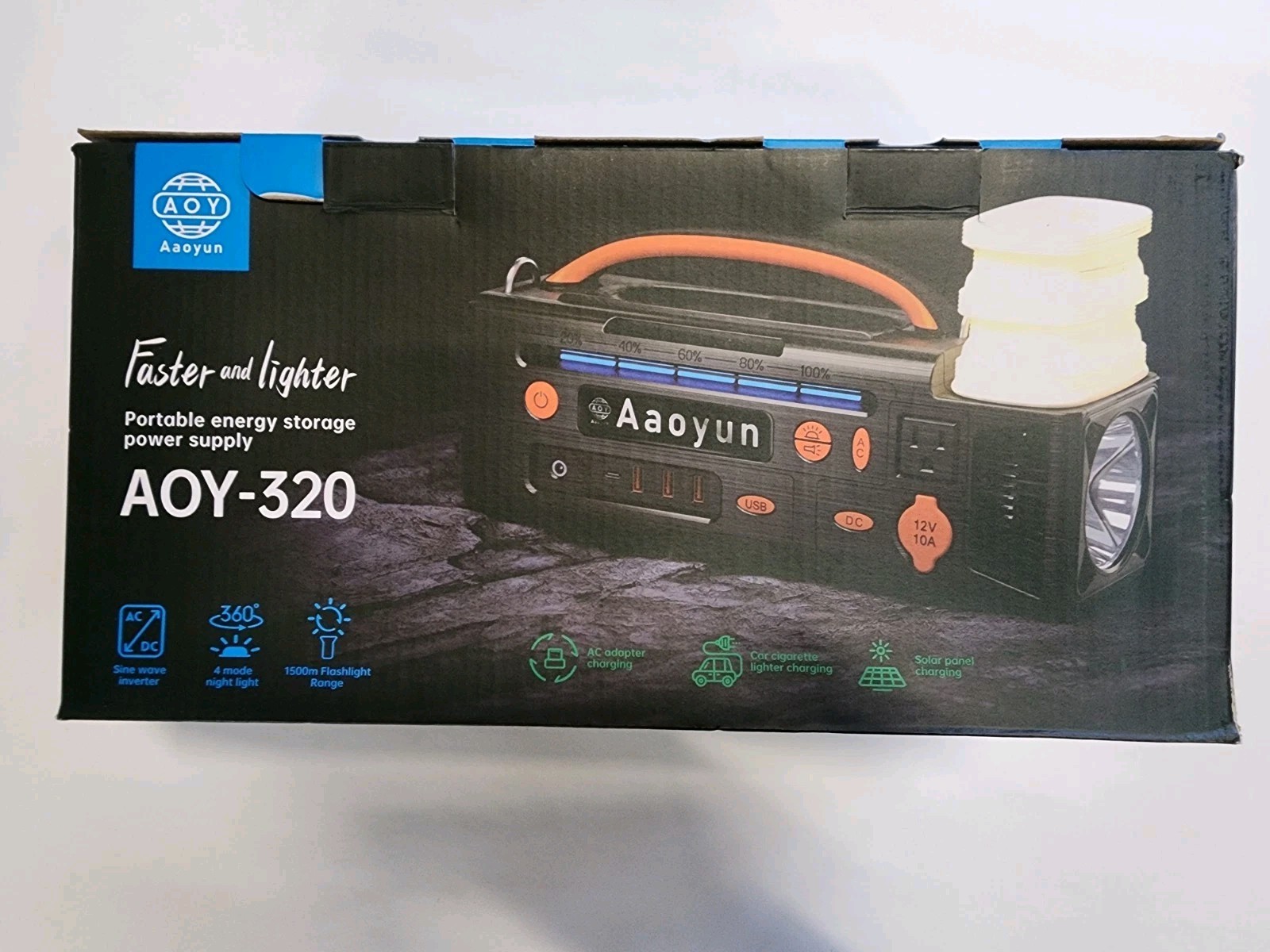 Aaoyun Portable Power Station with Flashlight, Model# XC0660-AOY320