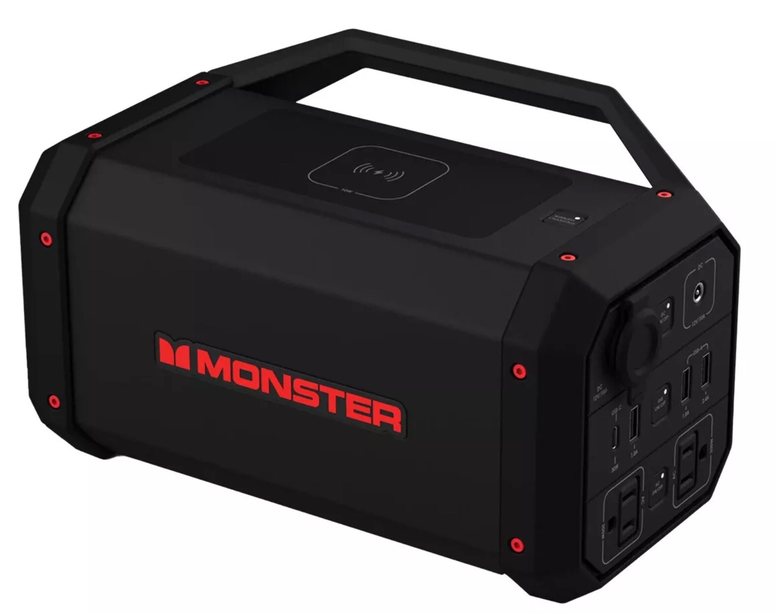 Monster Power Grid Portable 300W Battery Power Station 10W Wireless (Black) New