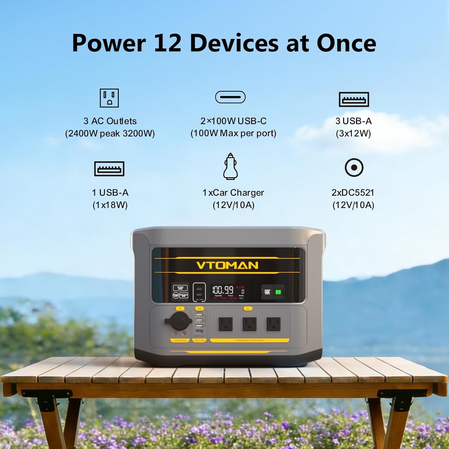 VTOMAN FlashSpeed 2400 Portable Solar Generator Power Station