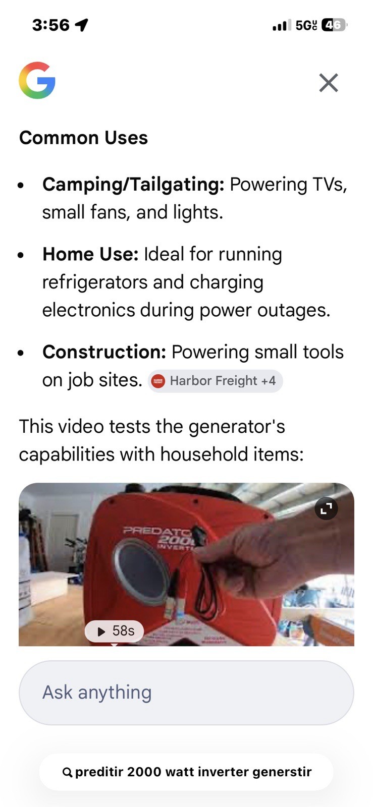 Predator 2000 Watt Super Quiet Portable Inverter Generator CO Secure RV Ready