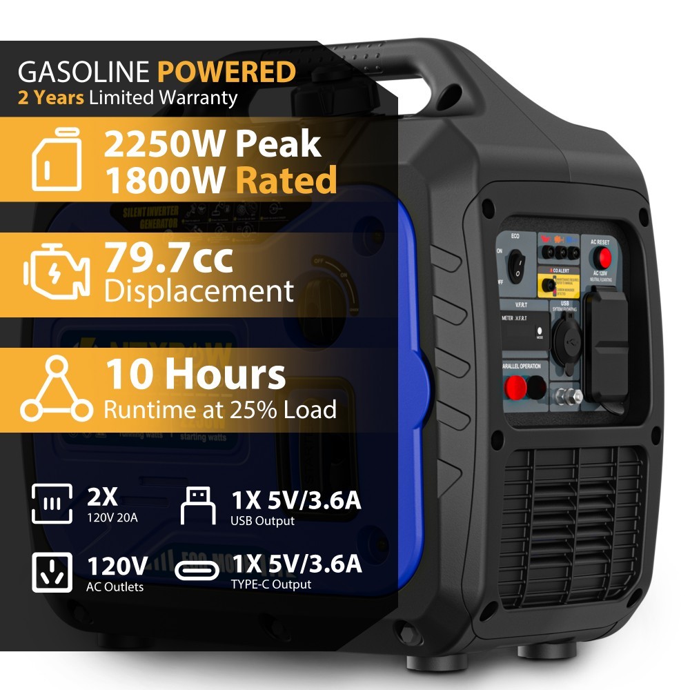 NEXPOW 2250W Inverter Generator Gas Powered Ultra Quiet EPA Certified Camping RV