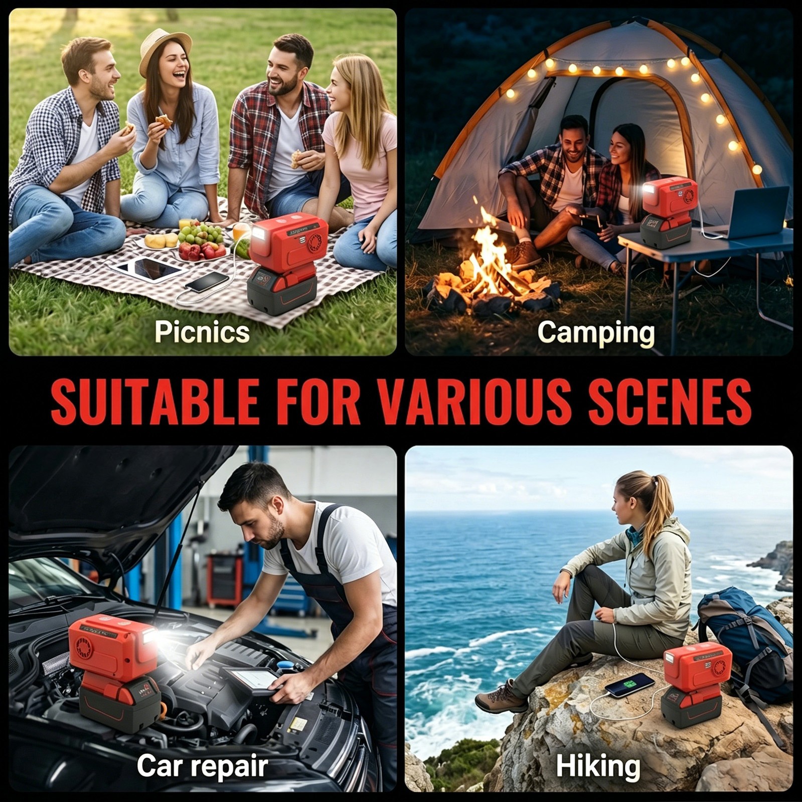 220V Portable Power Inverter for Milwaukee 18V Battery,AC & USB Output，promotion