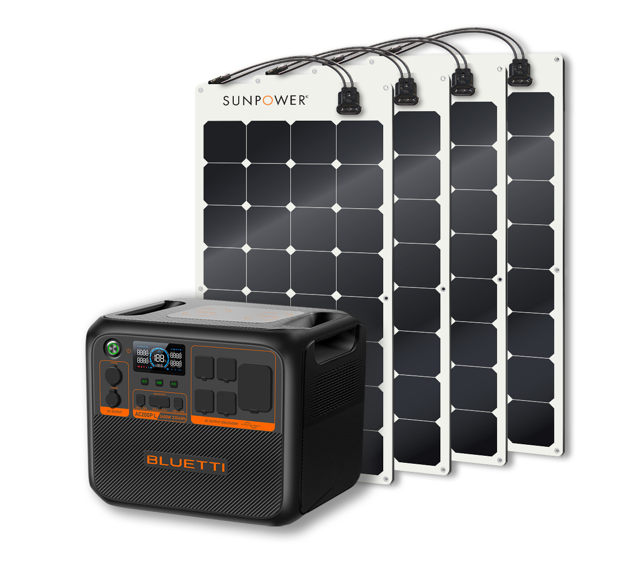 BLUETTI AC200PL Portable Generator with 4x 100W Flexible Solar Panel
