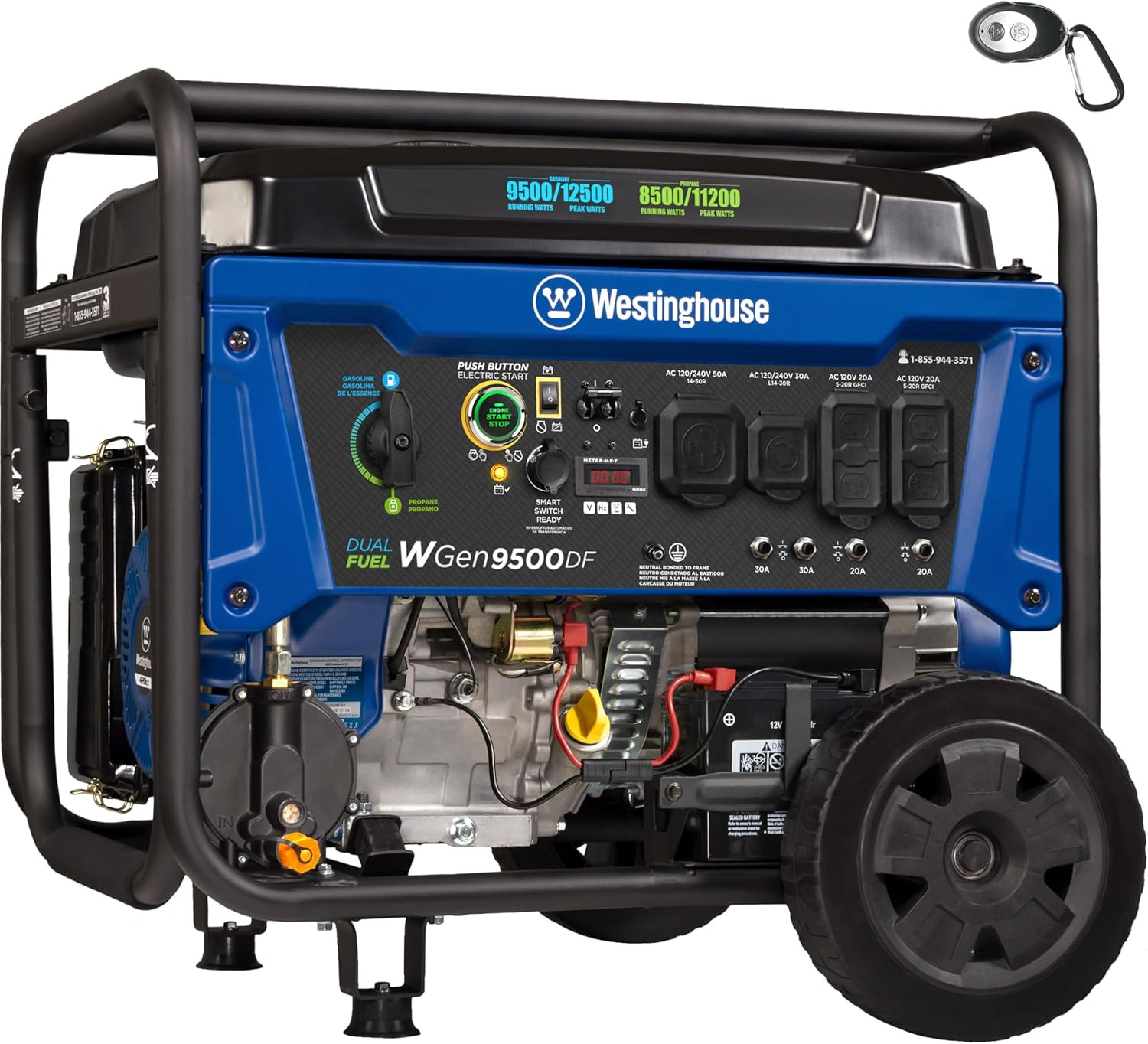 Westinghouse 12500 Watt Dual Fuel Home Backup Portable Generator, Remote Electri
