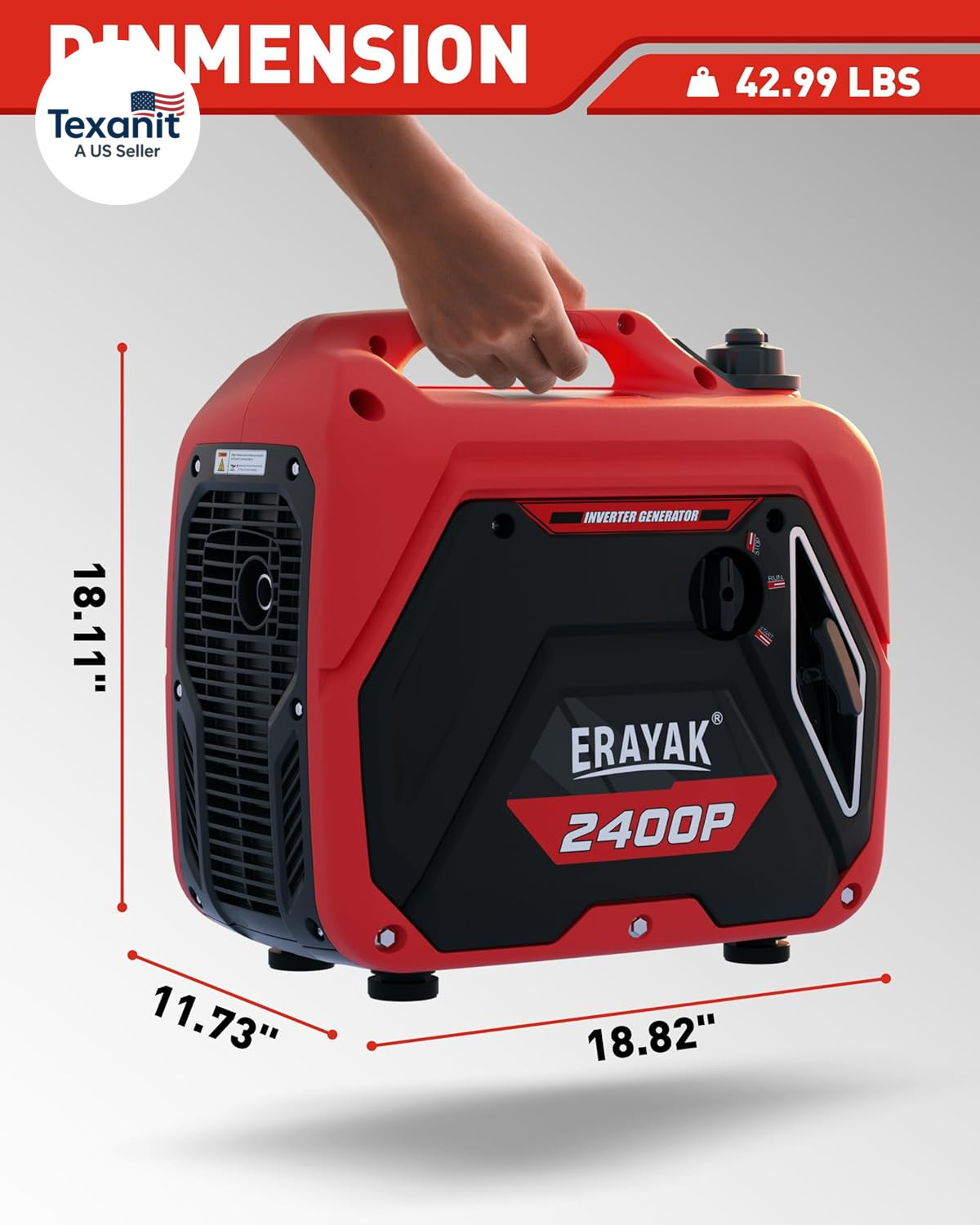 2400W Portable Inverter Generator for Home Use, Super Quiet Small Generator for