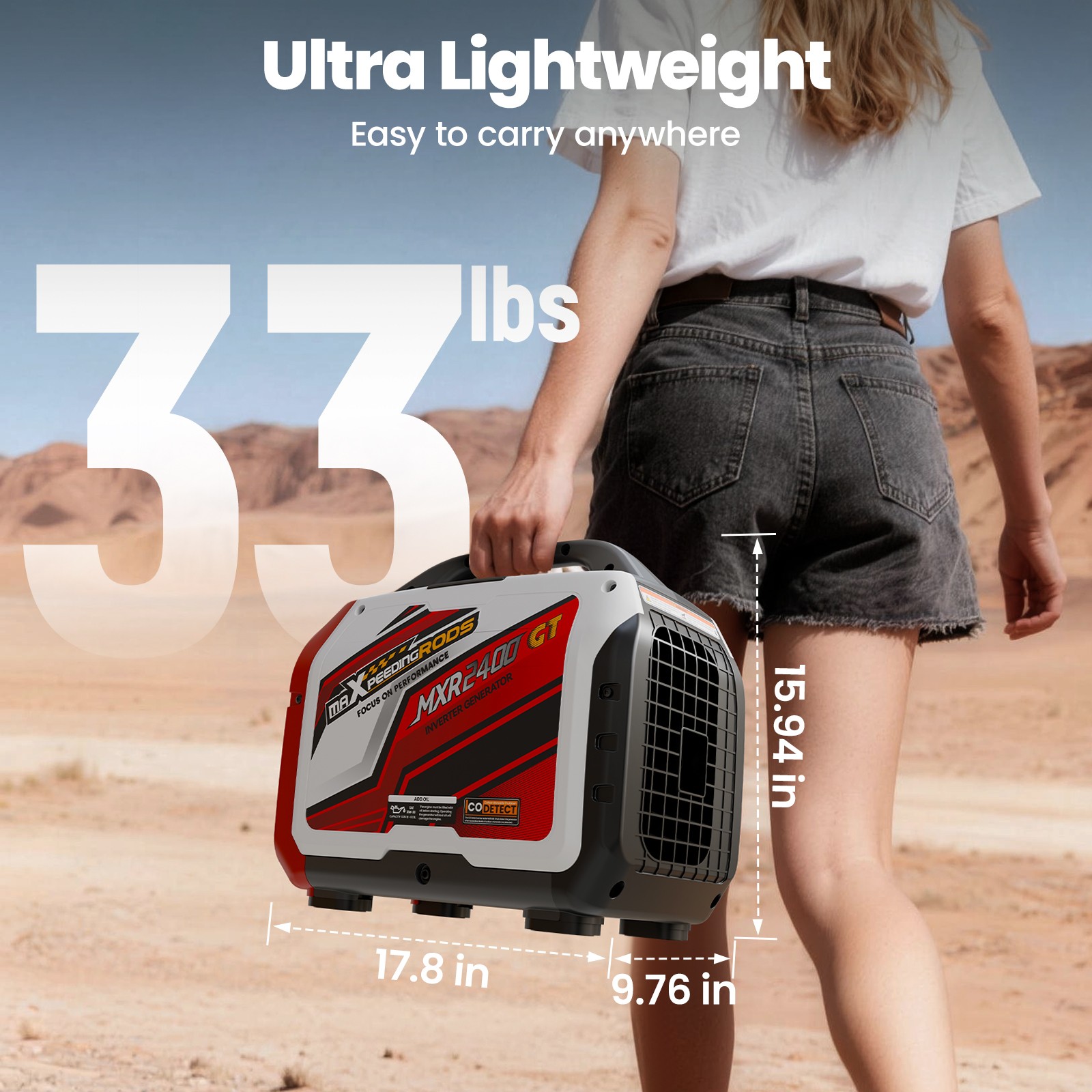 Super Quiet Lightweight Generator 2400W 58dB 15kg for Travel Camping Outdoor