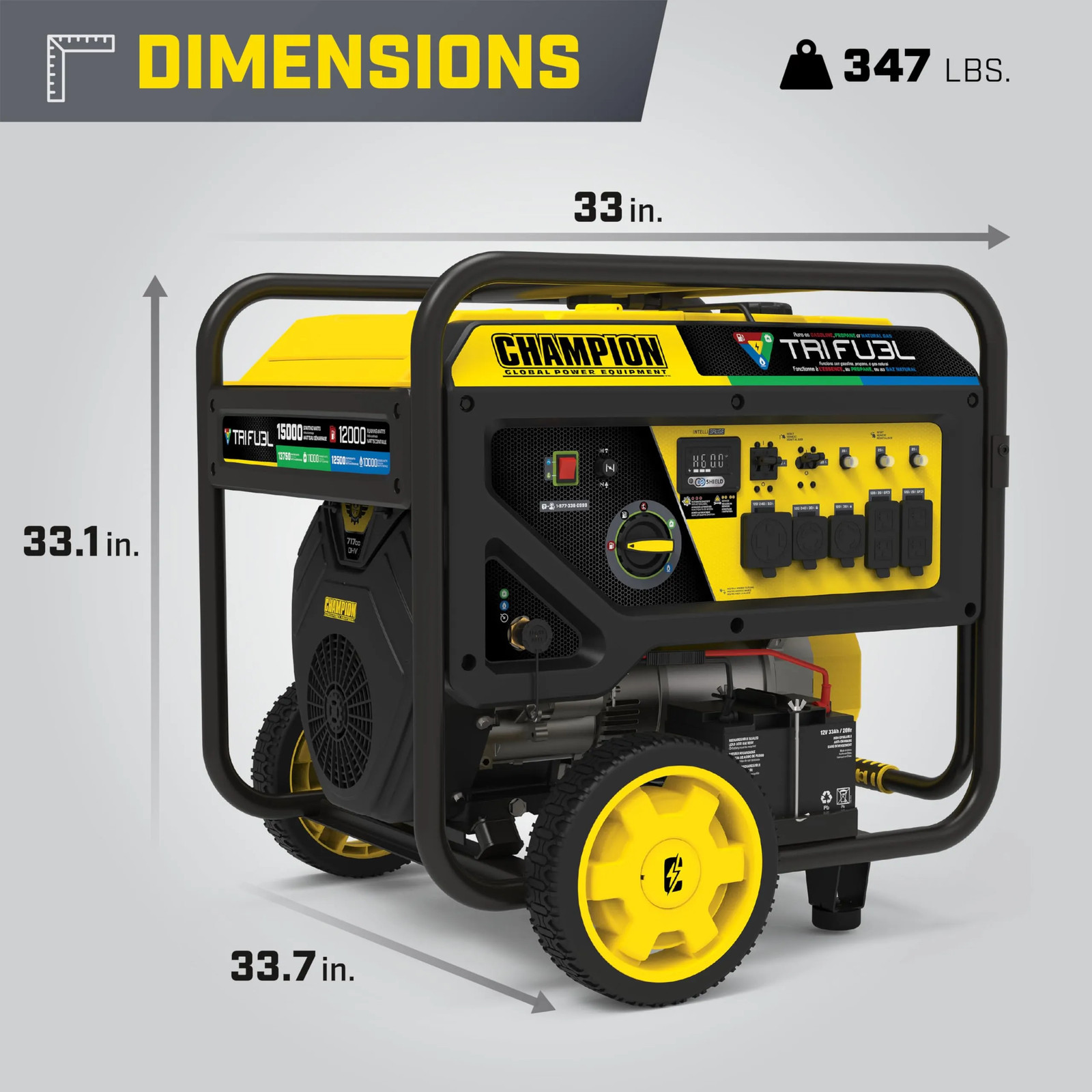 Champion Power Equipment 201161 15000W Electric Start Tri Fuel Portable