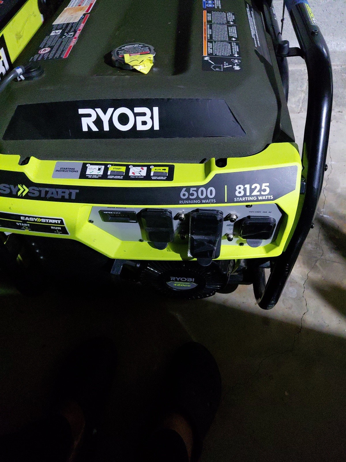 RYOBI 6,500-Watt Gasoline Powered Generator with CO Shutdown Sensor