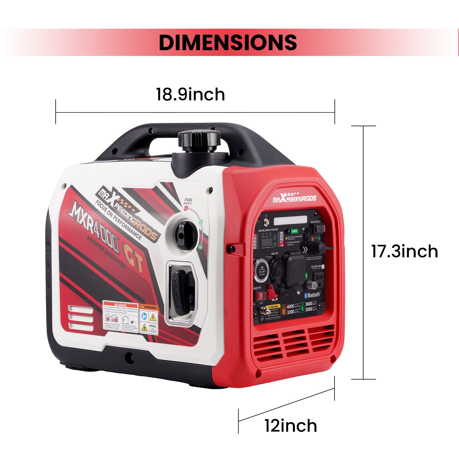 4KW Portable LPG/Gas Generator Inverter Bluetooth E-Start EV-charging 58dB